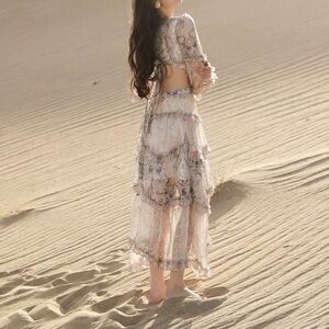 Elegant Cream Floral Women's Skirt